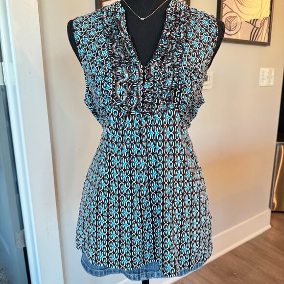 Vintage Tank Top \ Brown Y2K Blouse with Ruffles by Heart Soul - Picture 2 of 15